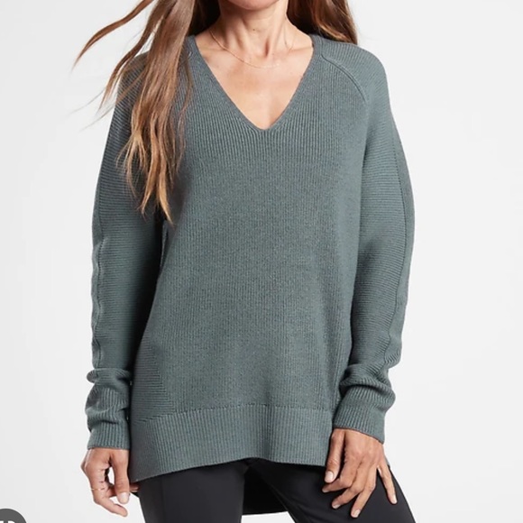 Athleta | Sweaters | Athleta Hanover Vneck Sweater Grey Mist | Poshmark